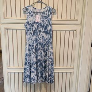 LuLaRoe Blue and White Tie-Dye Tank Dress - Nicki